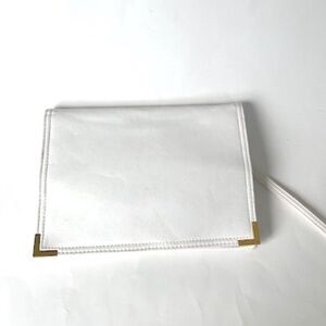 Vintage Markay Bags White leather Clutch with Gold Accents